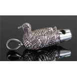 Silver whistle in the form of a duck