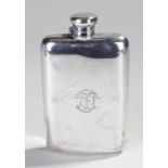 George V silver hip flask of large proportions, Birmingham 1916, rectangular form with hinged cap,
