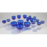 Delhi Durbar 1911 interest, a group of blue and gilt glassware, to include four pedestal bowls,