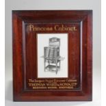 Princess cabinet advertising board, gilt lettering painted on wood, a canteen of cutlery to the