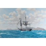 John Chancellor (1925-1984), HMS Beagle in the Galapagos, limited edition coloured print, signed