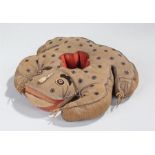 Rare 18th/19th Century Chinese elbow pillow. The pillow in the form of a frog with quatrefoil hole