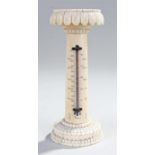 19th Century carved ivory tower thermometer, turned on the Holtzapffel lathe. The candle top with