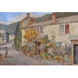 Helen Allingham (1848 - 1926) cottage street scene, signed watercolour, 48cm x 33cm excluding