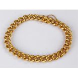 18 carat gold bracelet, the chain link with clasp end, 34.7 grams