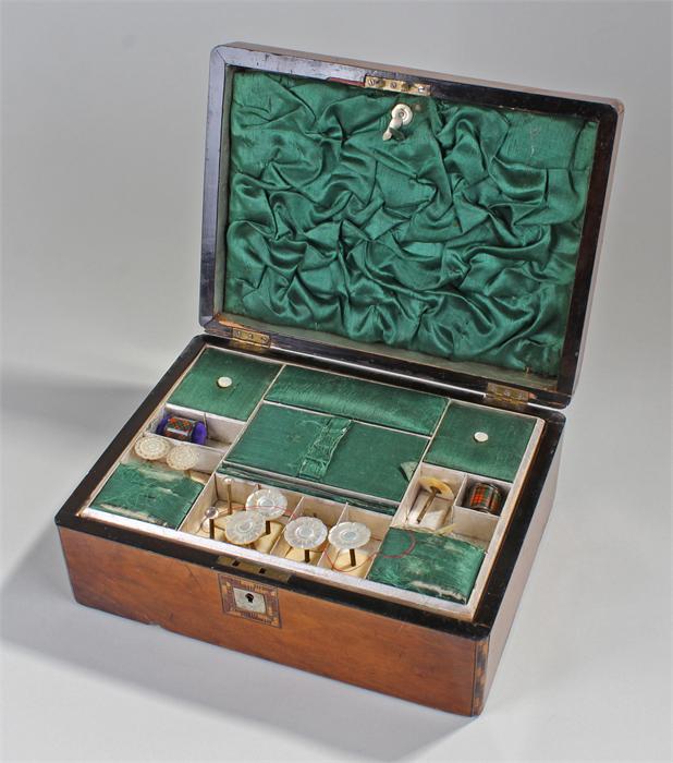 Victorian walnut sewing box, with various sewing items inside, (qty) - Image 4 of 4