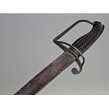 Late 18th Century Hanger, possible English militia, the steel curved blade with ebonised grip,