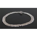 Indian white metal bracelet, with chain link and leaf drops, 44cm long, 95 grams