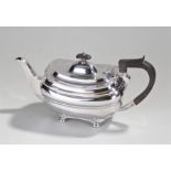 Silver teapot marks rubbed, maker AF, with hinged lid with bun feet, 16oz