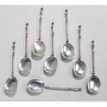 Mid 19th Century French set of eight silver spoons, maker Henri-Louis Chenailler, each with acanthus