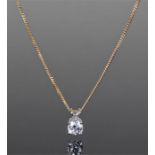 Single diamond necklace, the diamond at approximately 1 carat with an 18 carat white gold mount with