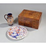 Victorian walnut writing box, together with a Doulton Jug and a plate, (3)