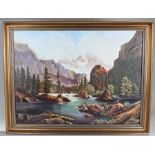 W Albe's, oil on canvas of a river scene, signed an dated 1980, 80cm x 59cm excluding frame