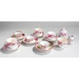 Victorian lustre pottery, to include five cups and saucers, one sugar bowl and a milk jug, (qty)