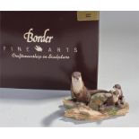 Border Fine Arts, family of otters, 9cm high