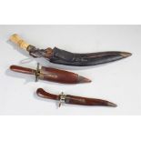 Kukri knife, together with two further knives, (3)