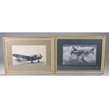 J F Crowley two pencil drawings of a Spitfire. Signed and dated 74 and a Bristol Blenheim MkI,