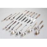 Cutlery, to include spoons and knives, marked Gense Alp 45GR