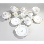 Porcelain coffee set, in white with gold bands