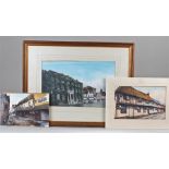 Reg Siger, three watercolours, to include two street scenes and the Angel Hotel Bury St Edmunds, (