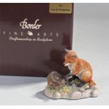 Border Fine Arts, fox and a hedgehog, 8cm high