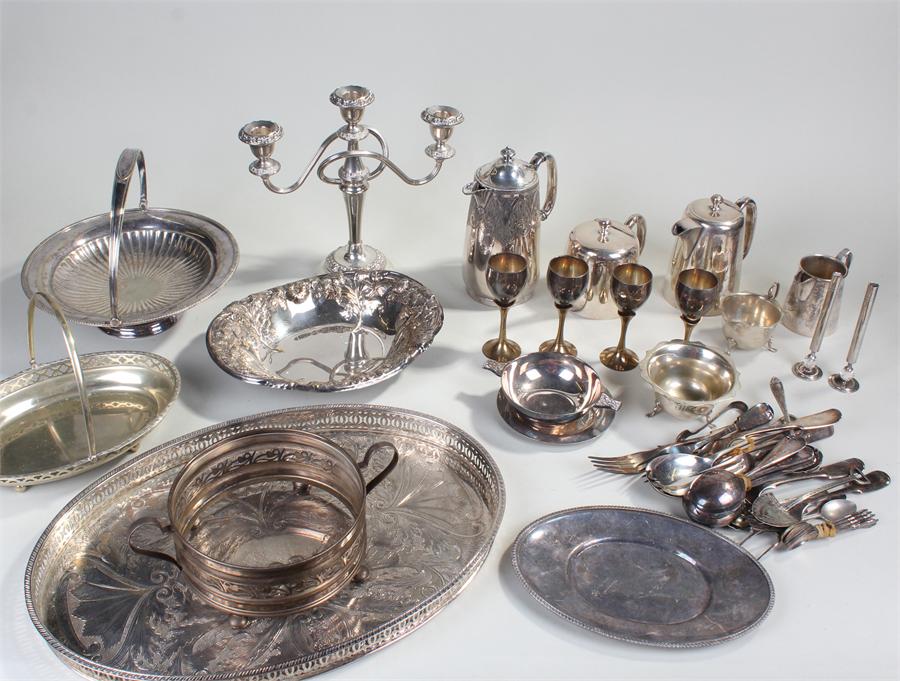 Silver plated ware, to include jugs, dishes, flatware, cups, etc, (qty)