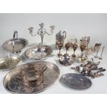 Silver plated ware, to include jugs, dishes, flatware, cups, etc, (qty)