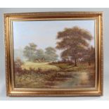 Oil painting, signed Beck, stream scene, oil on canvas