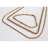 Three 9 carat gold chains, each linked design, total weight 14.6 grams