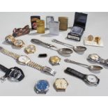 Mixed wristwatches, together with a collection of lighters, (qty)