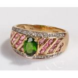 9 carat gold stone set ring, ring size P