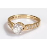 14 carat gold cubic zirconia ring, ring size N 1/2