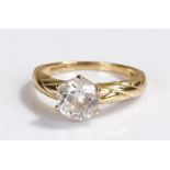 14 carat gold cubic zirconia ring, with a central cubic zirconia