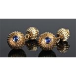 Pair of Cartier 18 carat gold and sapphire cufflinks, marked 750, Cartier, 1991, number C 16277, the