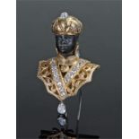 Nardi Blackamoor brooch / pendant, the gold body with a carved face modelled as the bust of a