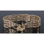 9 carat gold padlock gate bracelet, with twist and wavy bands, padlock clasp, 37.2 gram