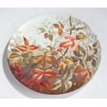 Howell and James Art Pottery exhibition charger painted with Autumn leafs, paper label to the