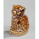 Brown glazed "Votes for Women" Suffragette cat