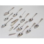 Six Georgian silver teaspoons together with assorted other silver and silver plated cutlery (qty)