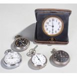 Mixed watches, to include Ingersoll examples, a stop watch and a travel timepiece, (5)