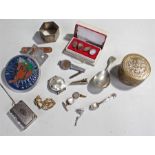 Small lot of costume jewellery to include; chains, a watch and pieces of silver plate (qty)