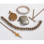 Mixed lot, to include chains, a bracelet, a silver vesta, a locket, watch chain (6)