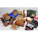 Mixed lot to include gaming implements, playing cards, leather effect dice cup and counters (qty)