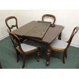 Victorian mahogany extending dining table and four mahogany balloon back chairs (5)