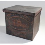 19th Century sailor's ships ditty box, the painted box with hinged lid enclosing storage space,