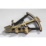 19th Century Frame Octant, circa 1850, unmarked, lacquered brass on ebony frame, with ivory inset