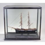 Ships model, the ship Canadian, the two masted ship under a glass case, together with paperwork,