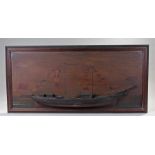 Rare George III half model of a ship, possibly of the East India Company, polycrhome painted, the