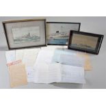 Three watercolours of ships, to include H.M.S Mansfield, H.M.S. Daring and M.V. Bloemfontein, (3)