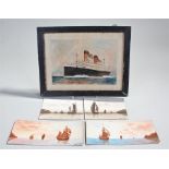 W.A. Elliott, a series of four watercolours dated 1923 with boats at sea, together with a